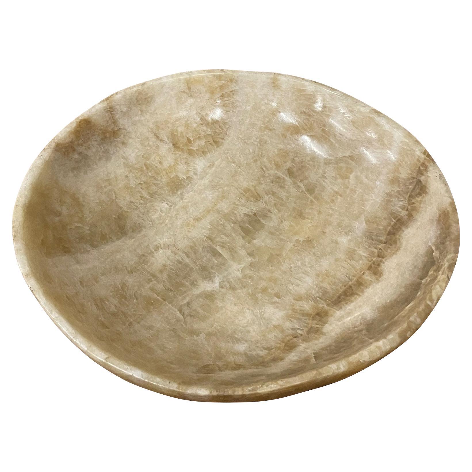 Tan And Cream Onyx Bowl, Indonesia, Contemporary For Sale