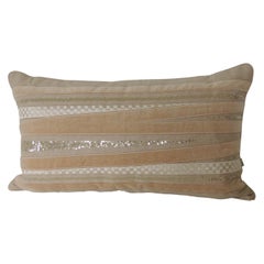 Tan and Gold Long Bolster Decorative Pillow By Celerie Kemble