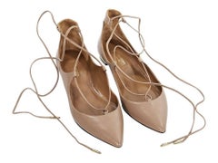 Tan Aquazzura Leather Christy Ballet Flats