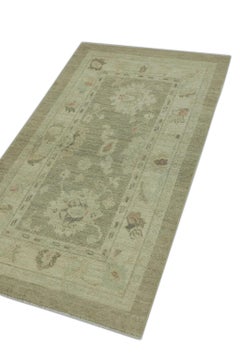 Tapis turc Oushak tissé à la main beige et brun clair 2'10" x 5'