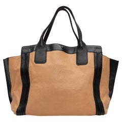 Braune & schwarze Chloe Medium Leder-Tragetasche aus Leder