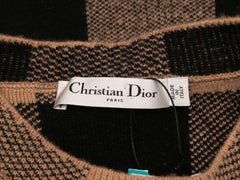 Top in maglia senza maniche a quadretti Christian Dior, color beige e nero, taglia US S