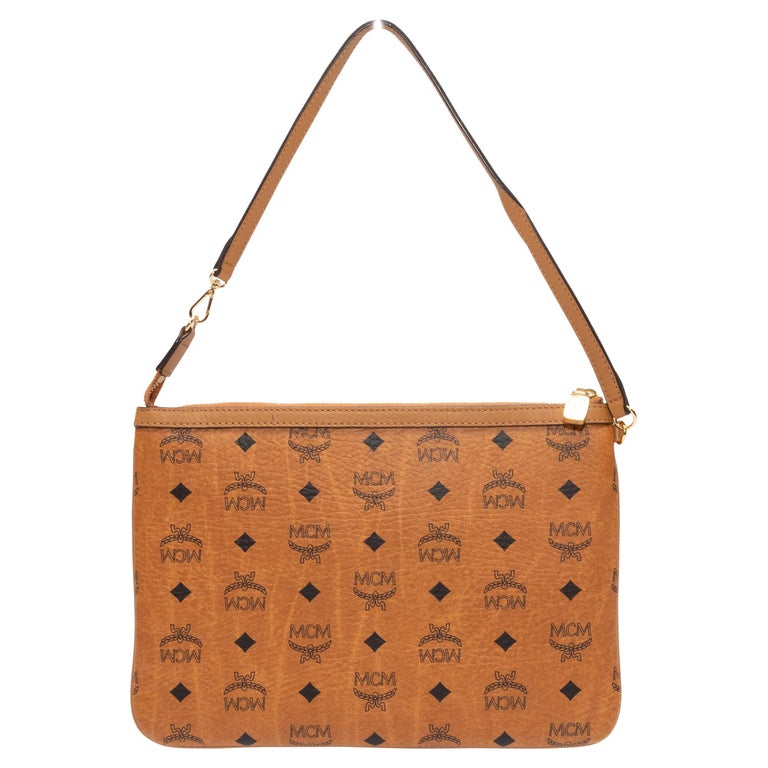 Tan and Black MCM Zip Shoulder Pouch For Sale at 1stDibs | mcm 