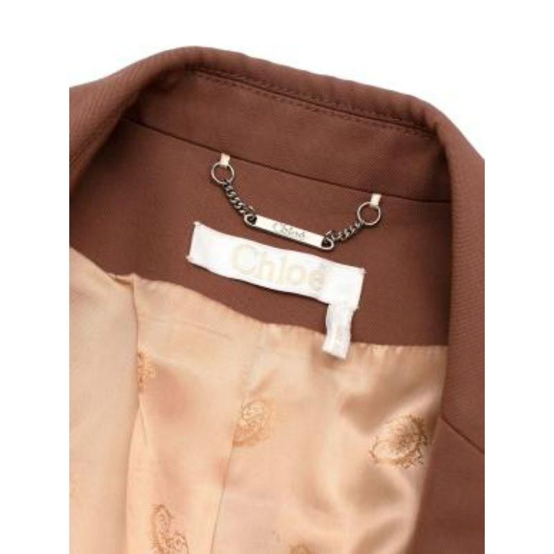 Tan brown cotton-blend twill blazer For Sale 4