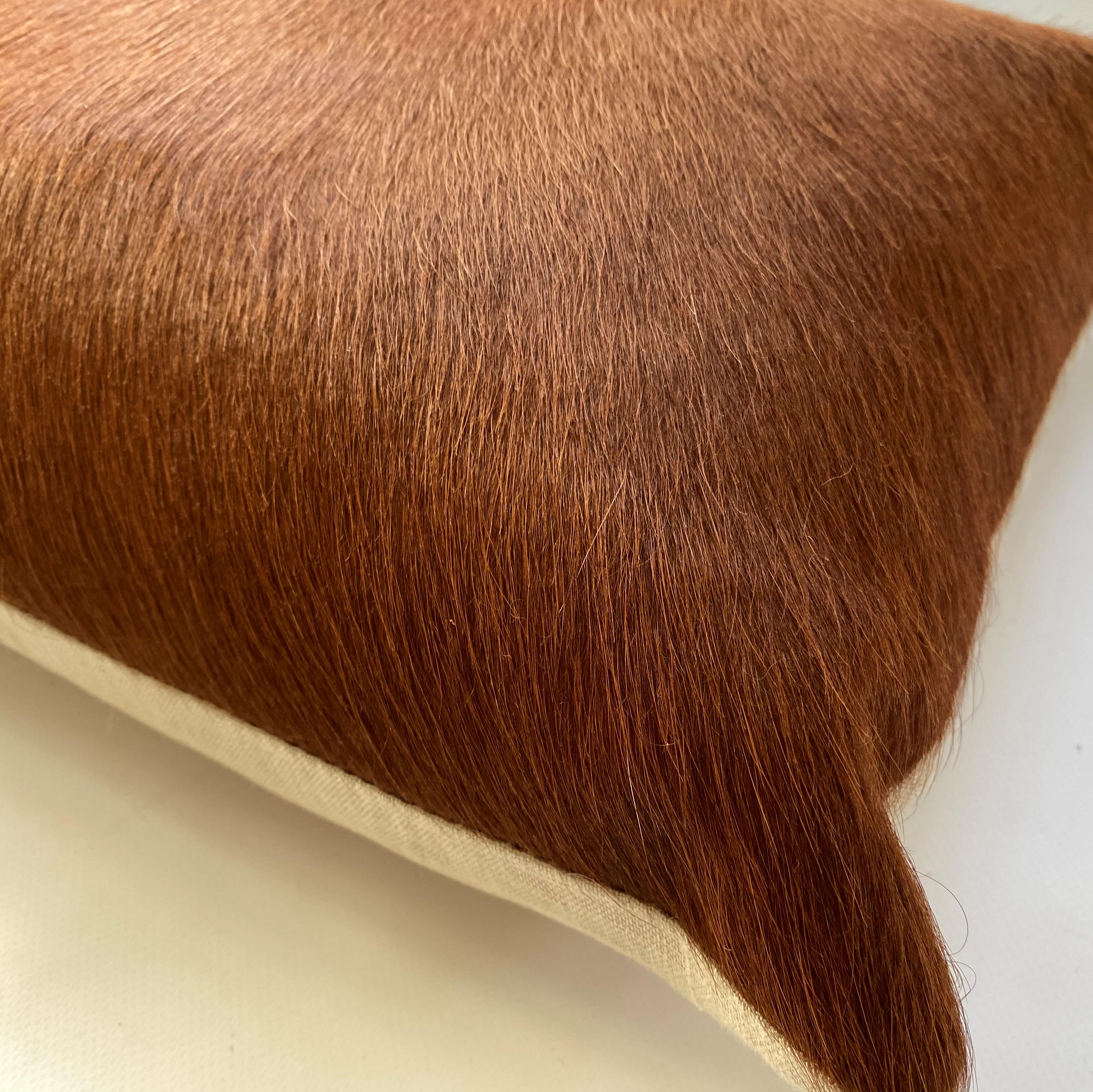 Tan Brown Cowhide Kissen:: Lendenkissen (Industriell) im Angebot