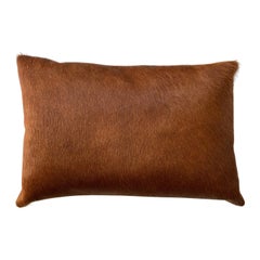 Almohada de cuero de vaca marrón tostado, cojín lumbar