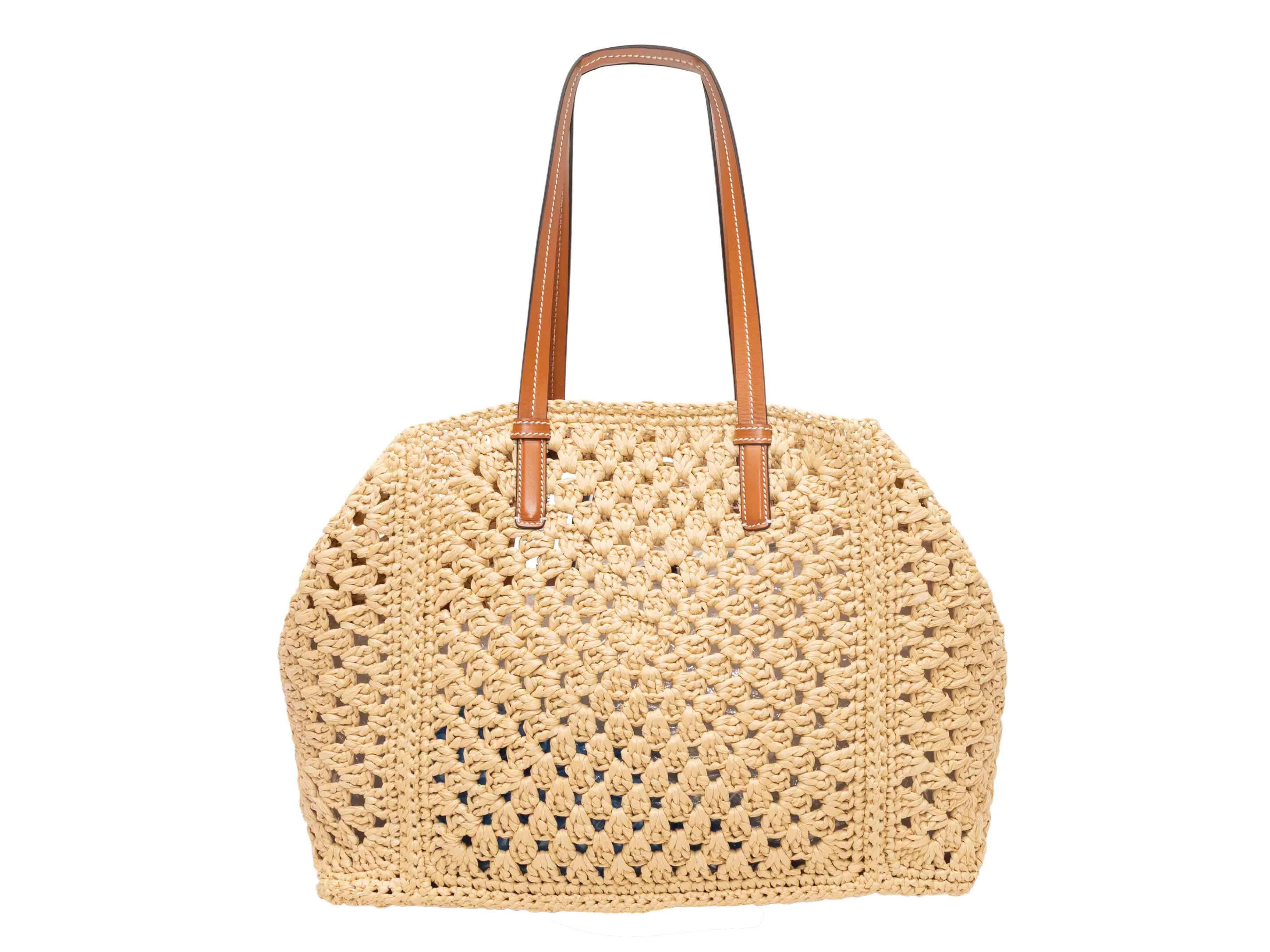 Tan & Braun Ermanno Scervio Raffia & Leder Tote (Beige) im Angebot
