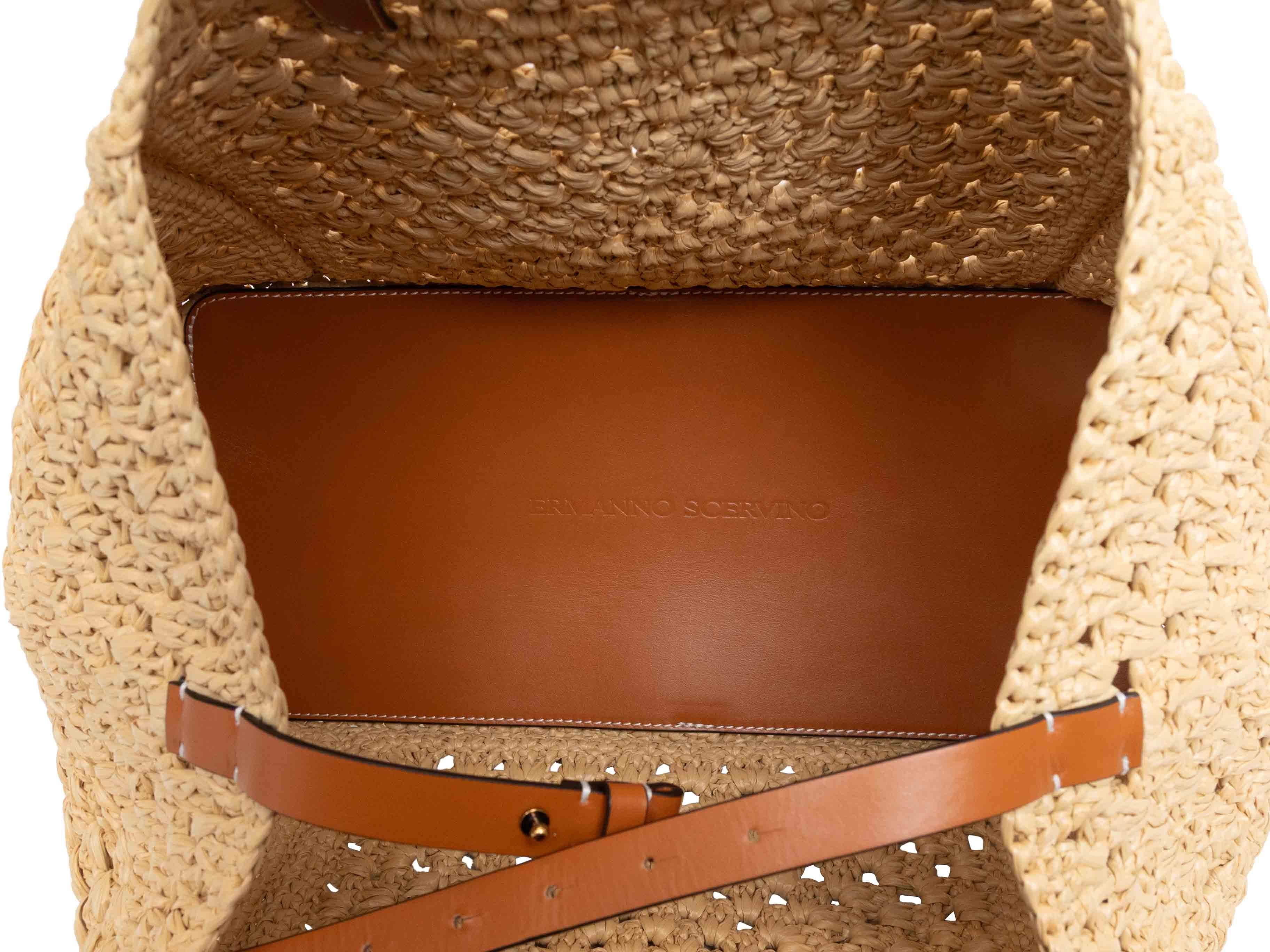 Tan & Braun Ermanno Scervio Raffia & Leder Tote im Angebot 1