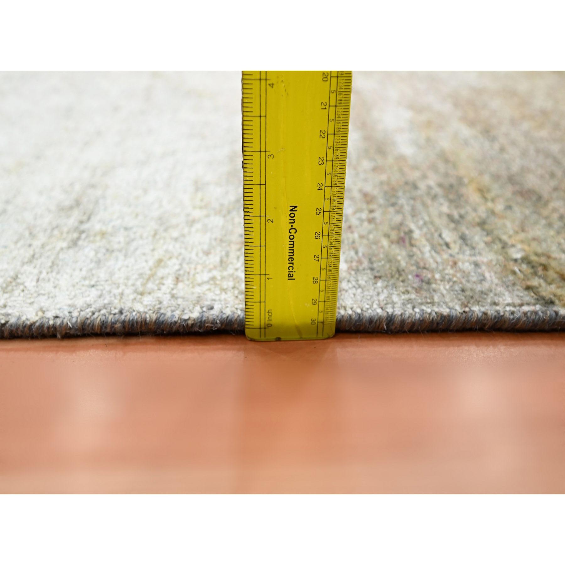 Tan Brown THE EYE Pure Silk Soft to the Touch Hand Knotsted Rug 9'0