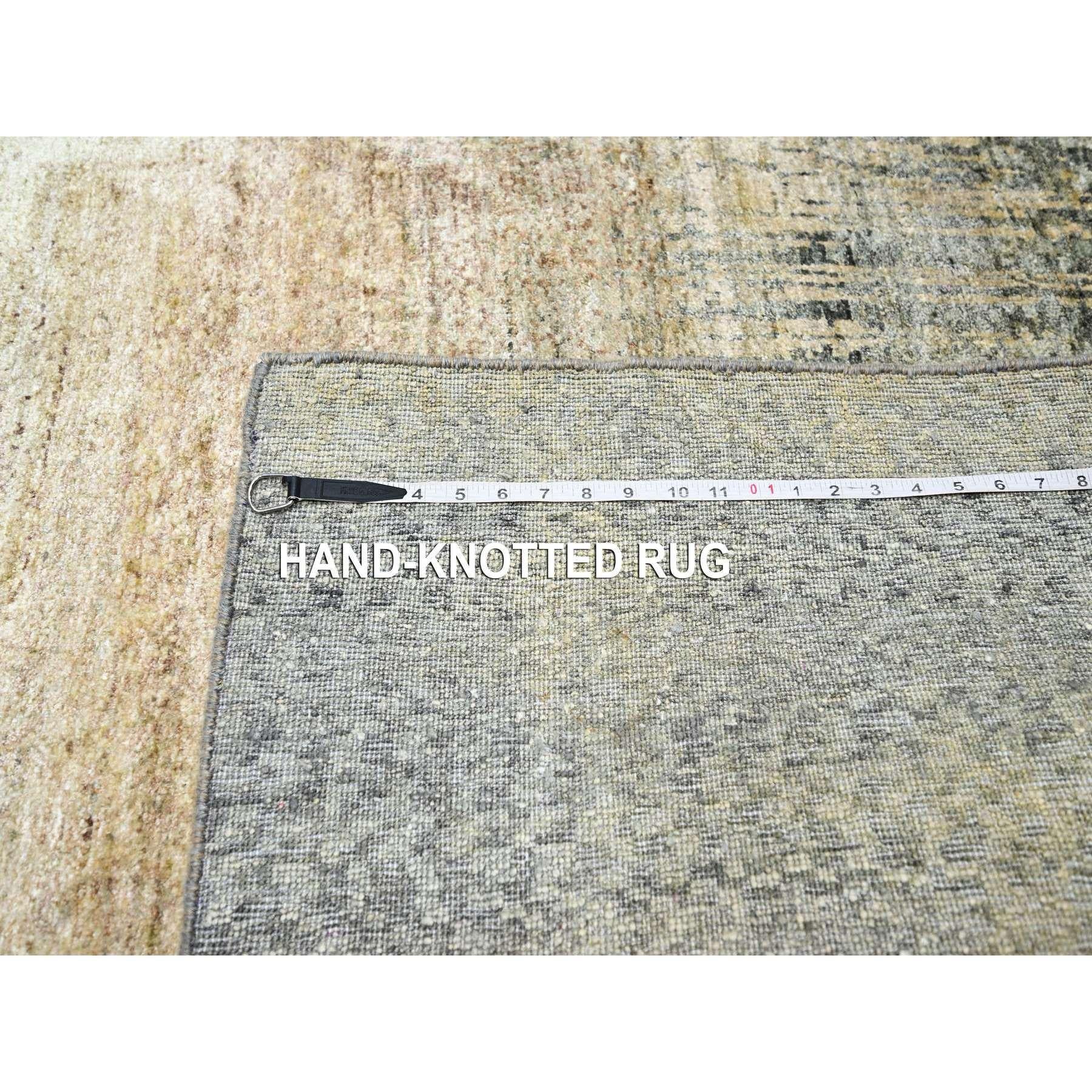 Tan Brown THE EYE Pure Silk Soft to the Touch Hand Knotsted Rug 9'0
