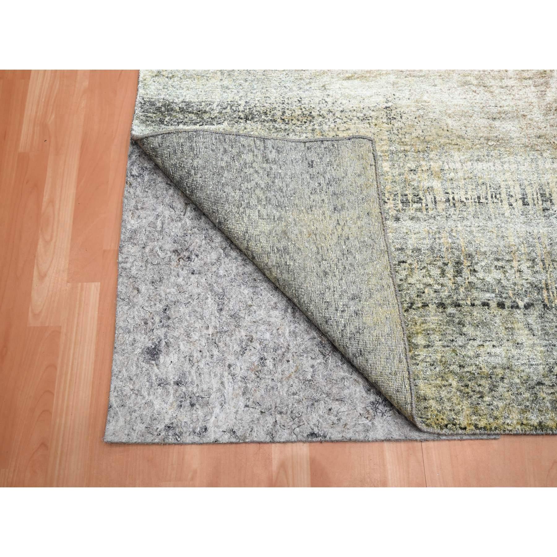Indien Tan Brown THE EYE Pure Silk Soft to the Touch Hand Knotsted Rug 9'0