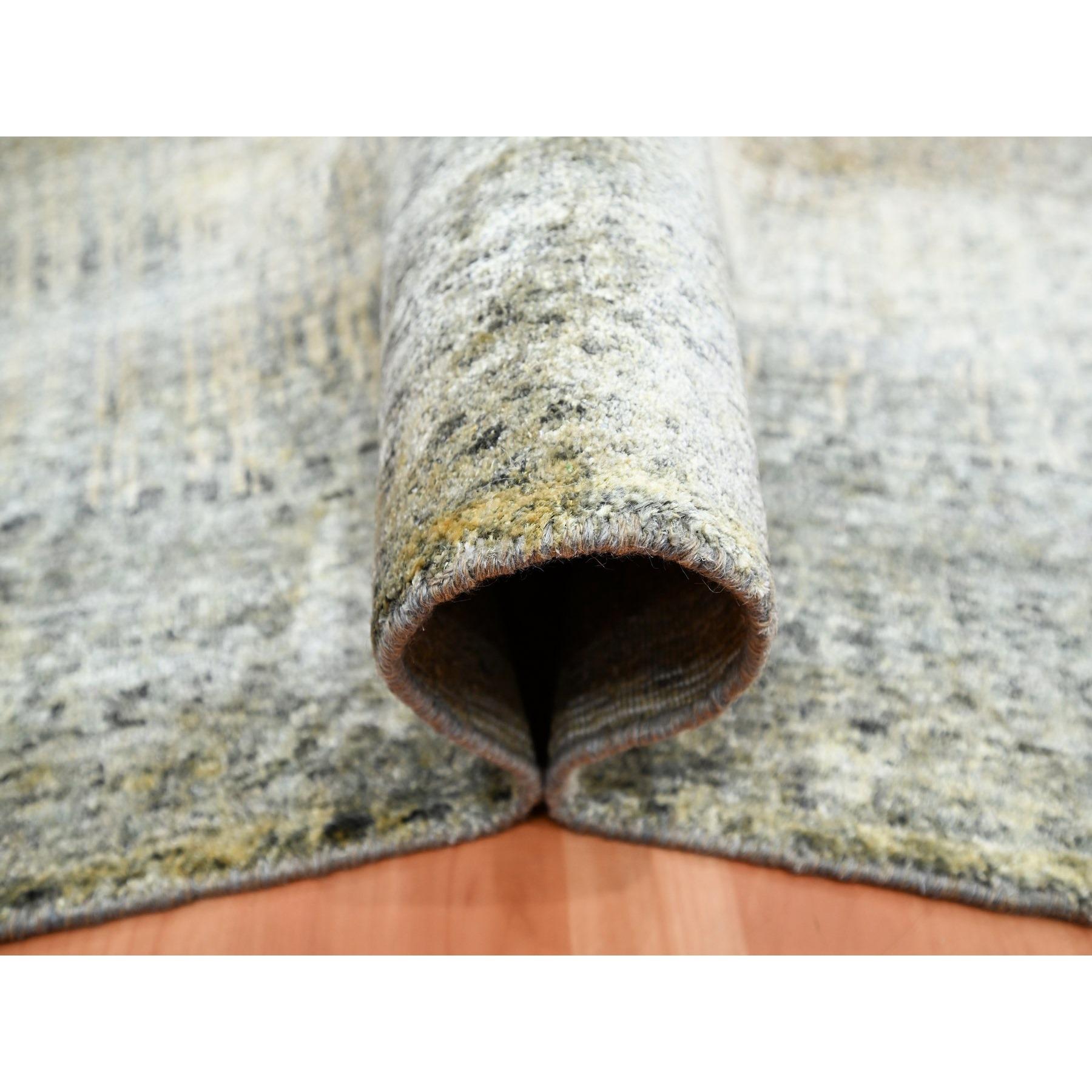 Noué à la main Tan Brown THE EYE Pure Silk Soft to the Touch Hand Knotsted Rug 9'0