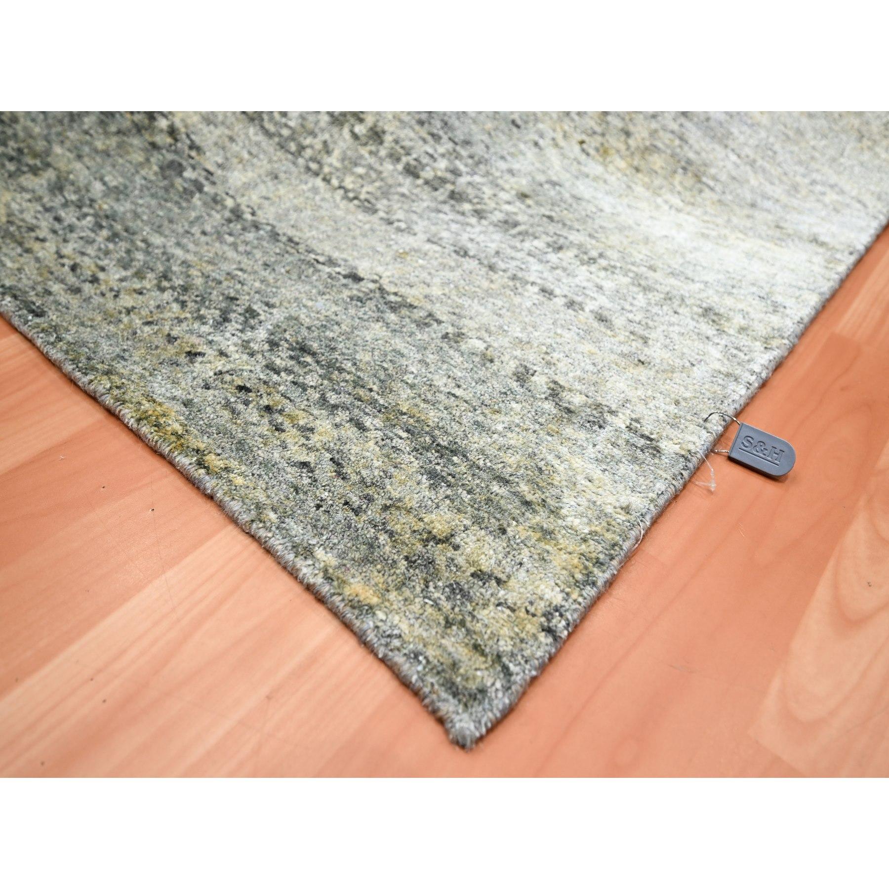 Tan Brown THE EYE Pure Silk Soft to the Touch Hand Knotsted Rug 9'0