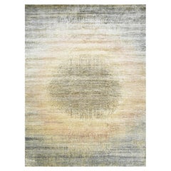 Tan Brown THE EYE Pure Silk Soft to the Touch Hand Knotted Rug 9'0" x 12'5"