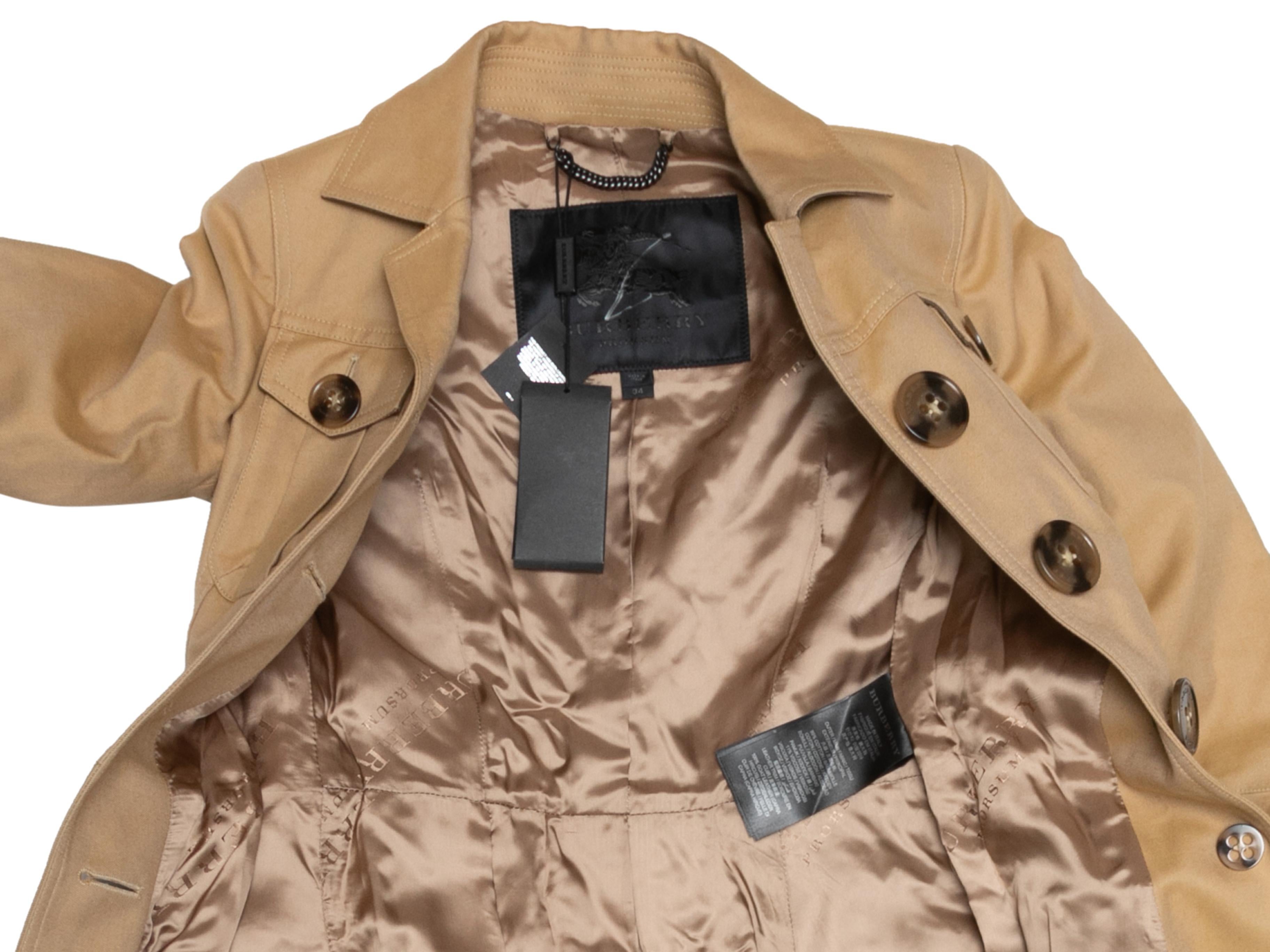 Tan Burberry Prorsum Belted Trench Coat Size EU 34 For Sale 2