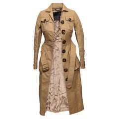 Used Tan Burberry Prorsum Belted Trench Coat Size EU 34