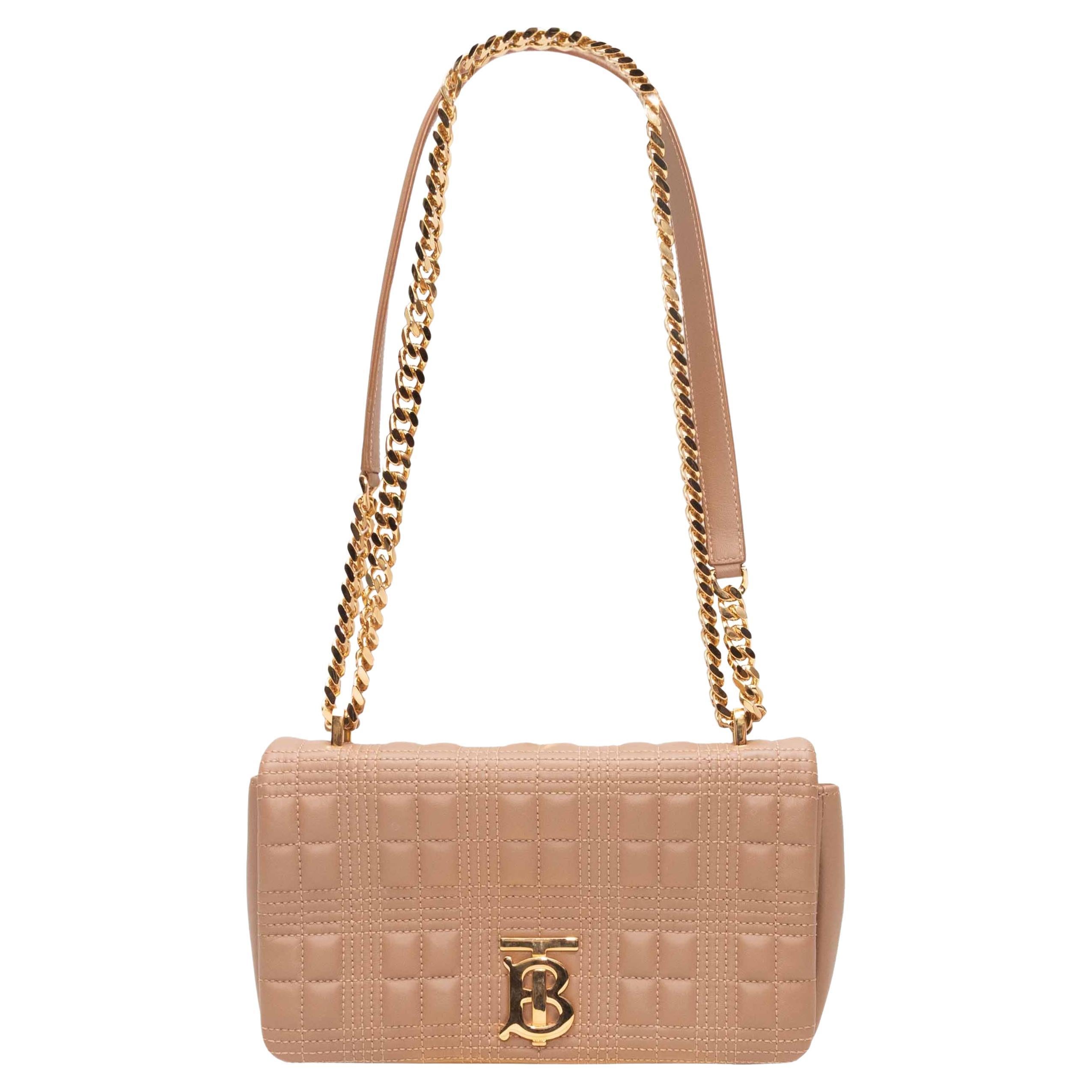 Tan Burberry Quilted Leather Shoulder Bag im Angebot