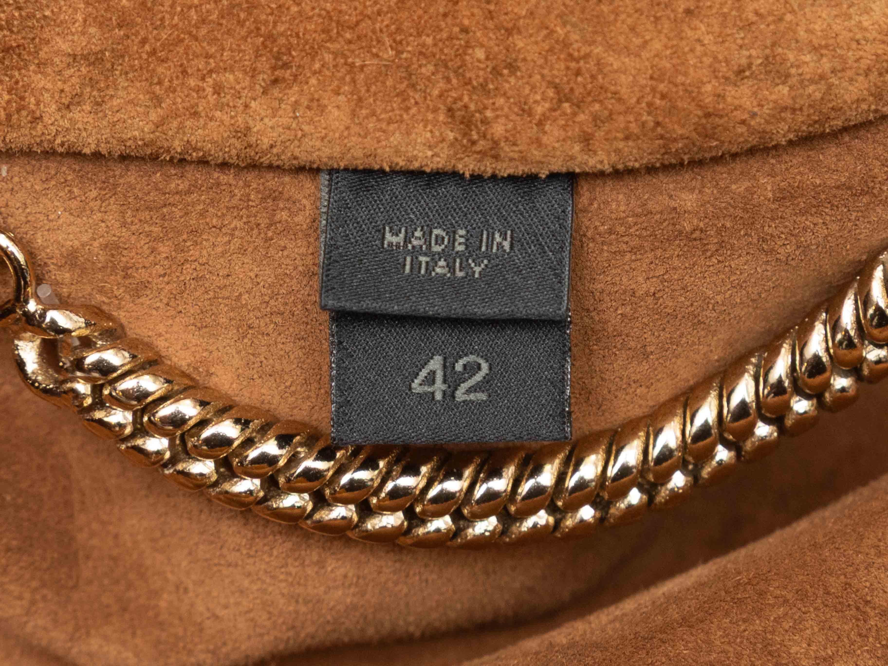 Manteau trench long en daim bordé de franges, couleur bronze, Burberry Taille IT 42 Pour femmes en vente
