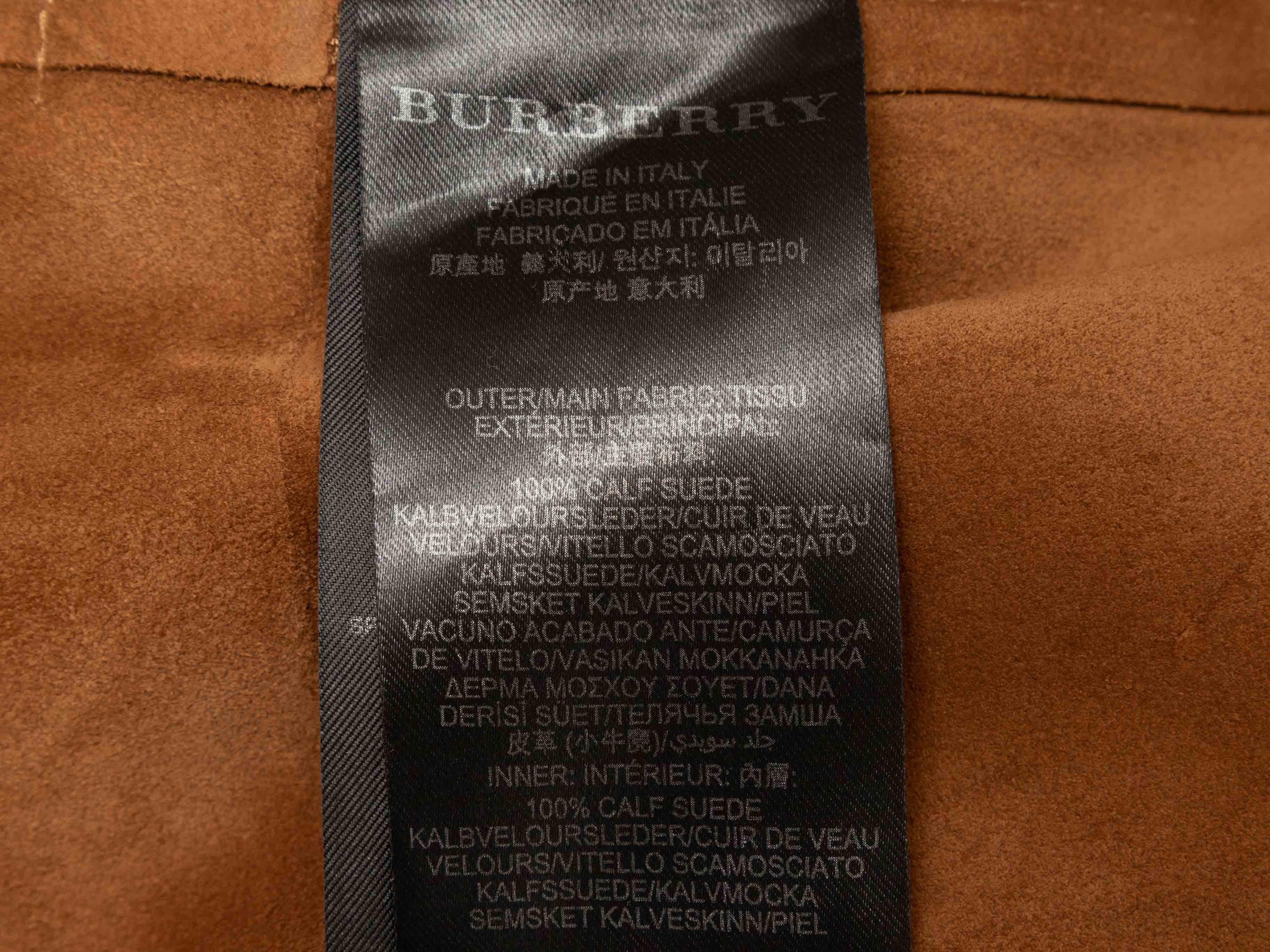 Manteau trench long en daim bordé de franges, couleur bronze, Burberry Taille IT 42 en vente 1