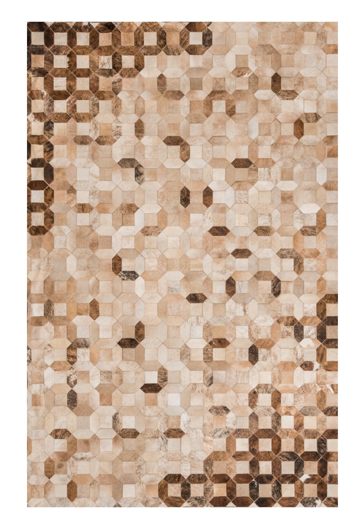 Machine-Made Tan, caramel Tessellation Trellis Cowhide Area Floor Rug X-Large  For Sale