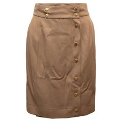 Tan Chanel Knee-Length Pencil Skirt Size US S
