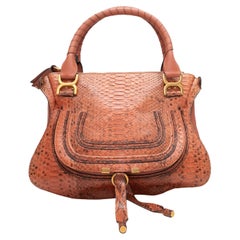 Braune Chloe Marcie Handtasche aus Schlangenhaut