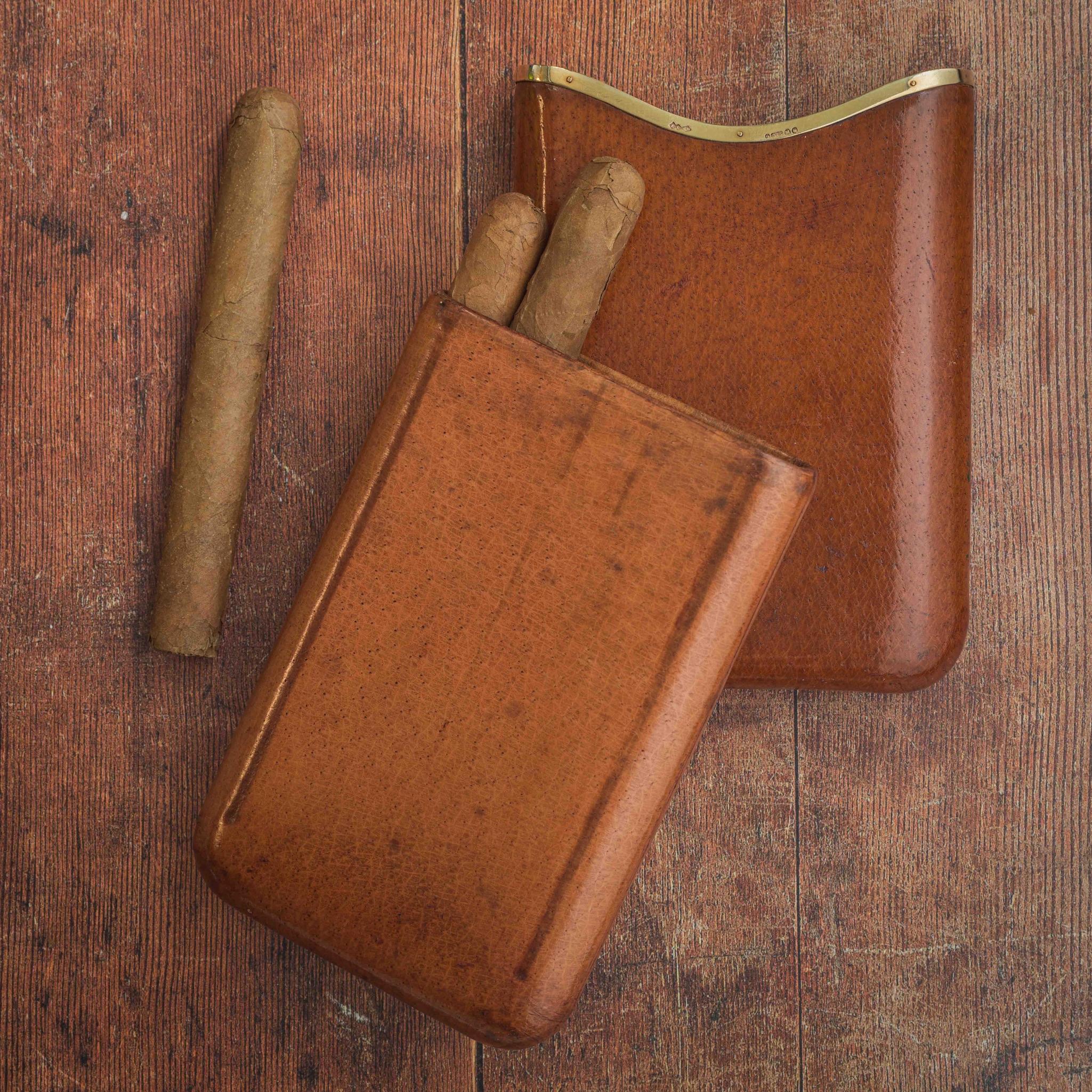 Gold Tan Cigar Case, Hallmarked 1947