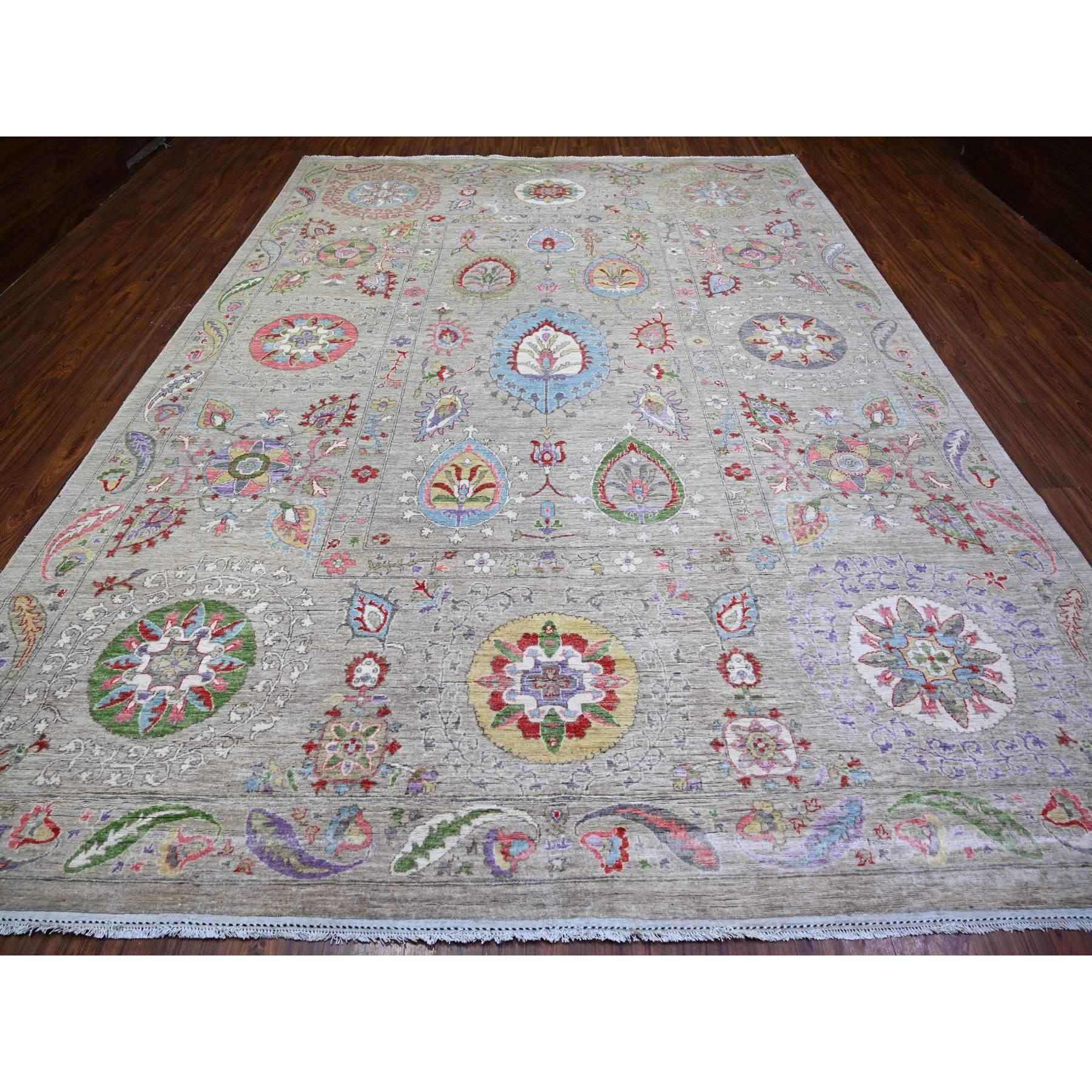 Tan Color Finer Peshawar 100% Wolle Handgeknüpfter orientalischer Teppich 10'1