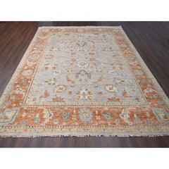 Tan Color Oushak Design Soft Wool Hand Knotted Oversized Rug 11'10" x 14'9"