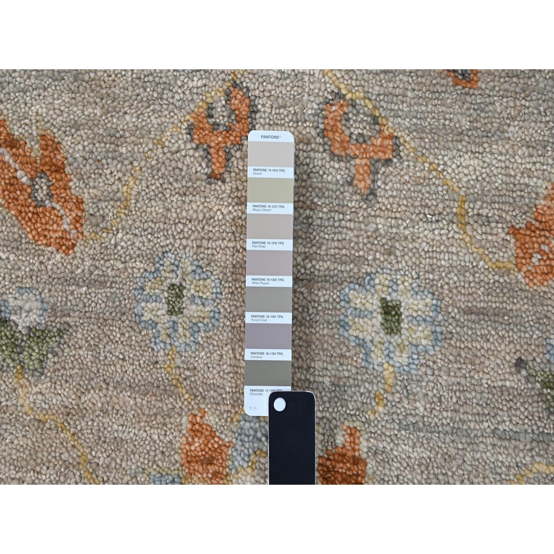 Laine Tapis surdimensionné Oushak Design en laine douce nouée à la main 11'10