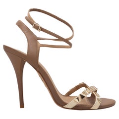 Tan & Cream Aquazzura Studded Heeled Sandals Size 39.5