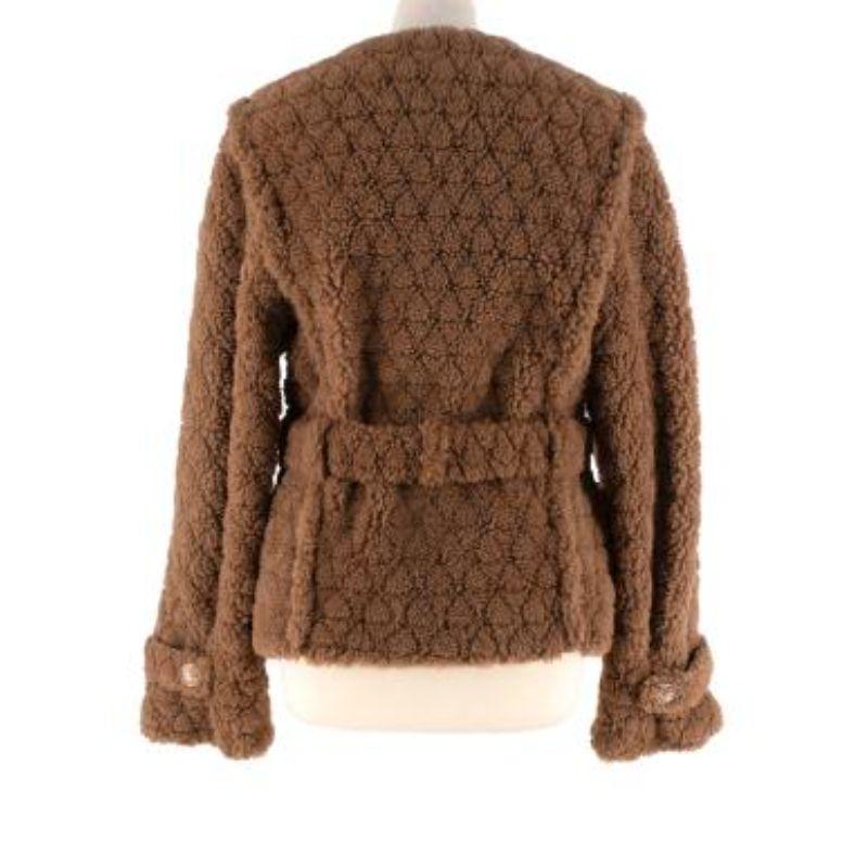 Brown Tan diamond-shaved shearling jacket