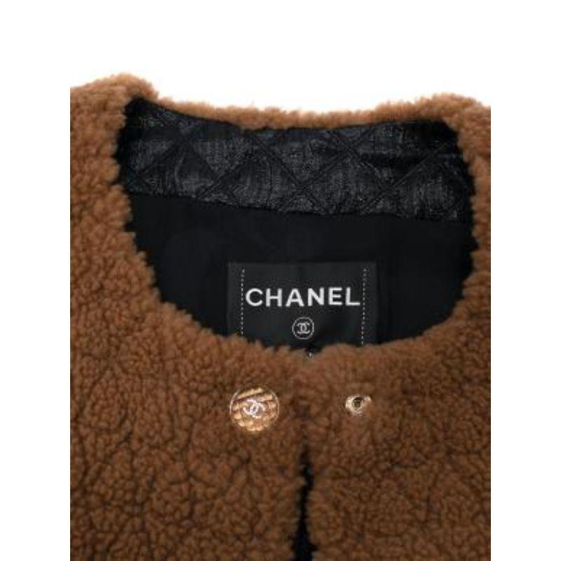 Tan diamond-shaved shearling jacket In Excellent Condition In London, GB
