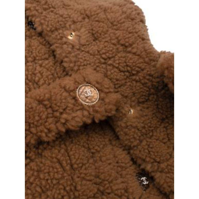 Tan diamond-shaved shearling jacket 2