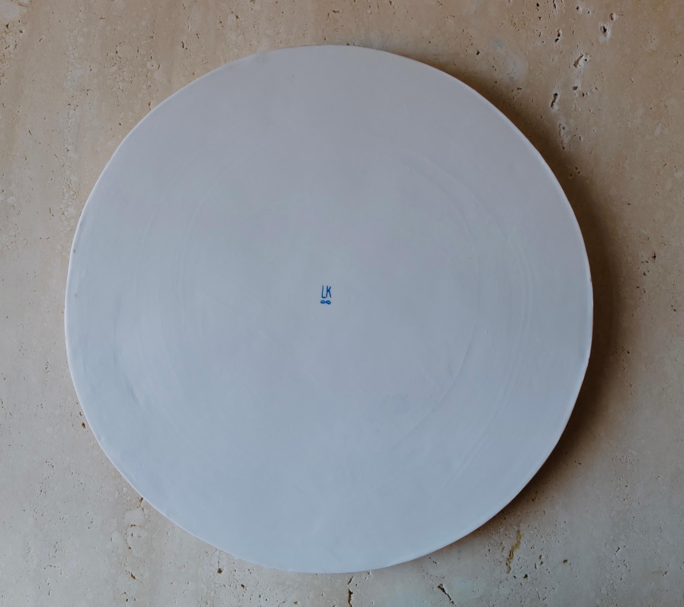 Ceramic Tan Dots Porcelain Large Tray by Lana Kova For Sale