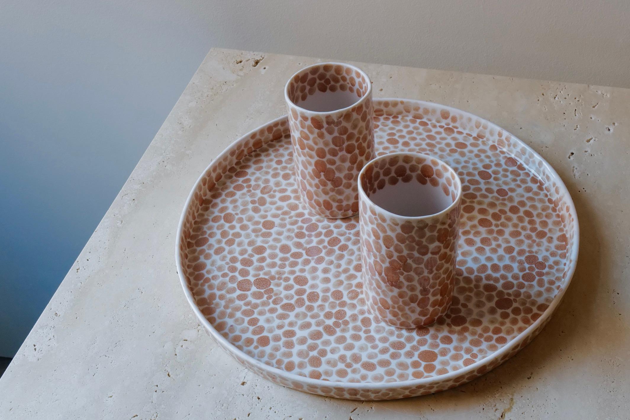 Tan Dots Porcelain Large Tray by Lana Kova For Sale 1
