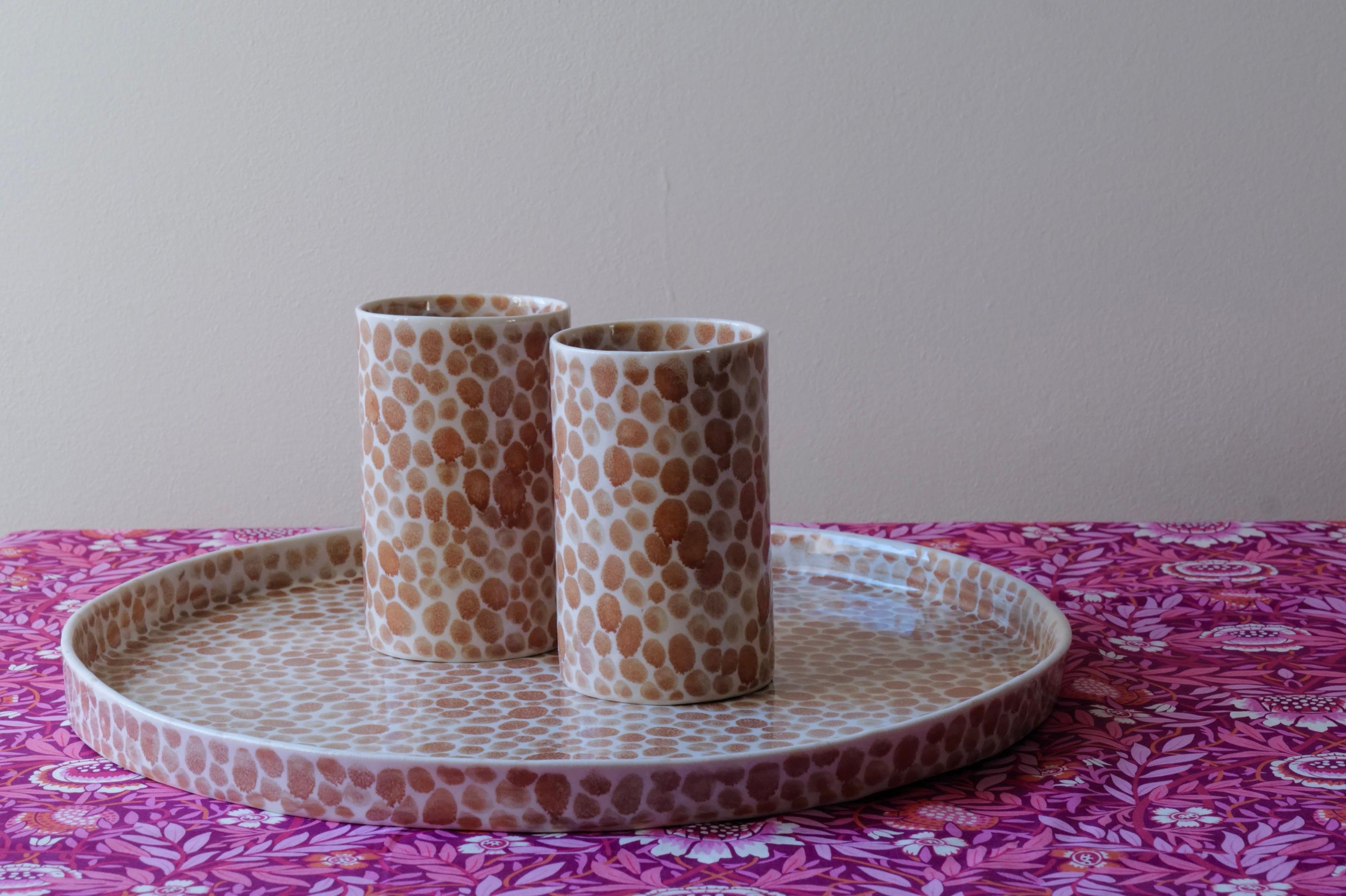 Tan Dots Porcelain Large Tray by Lana Kova For Sale 2