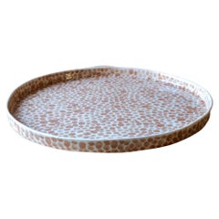 Tan Dots Porcelain Large Tray by Lana Kova