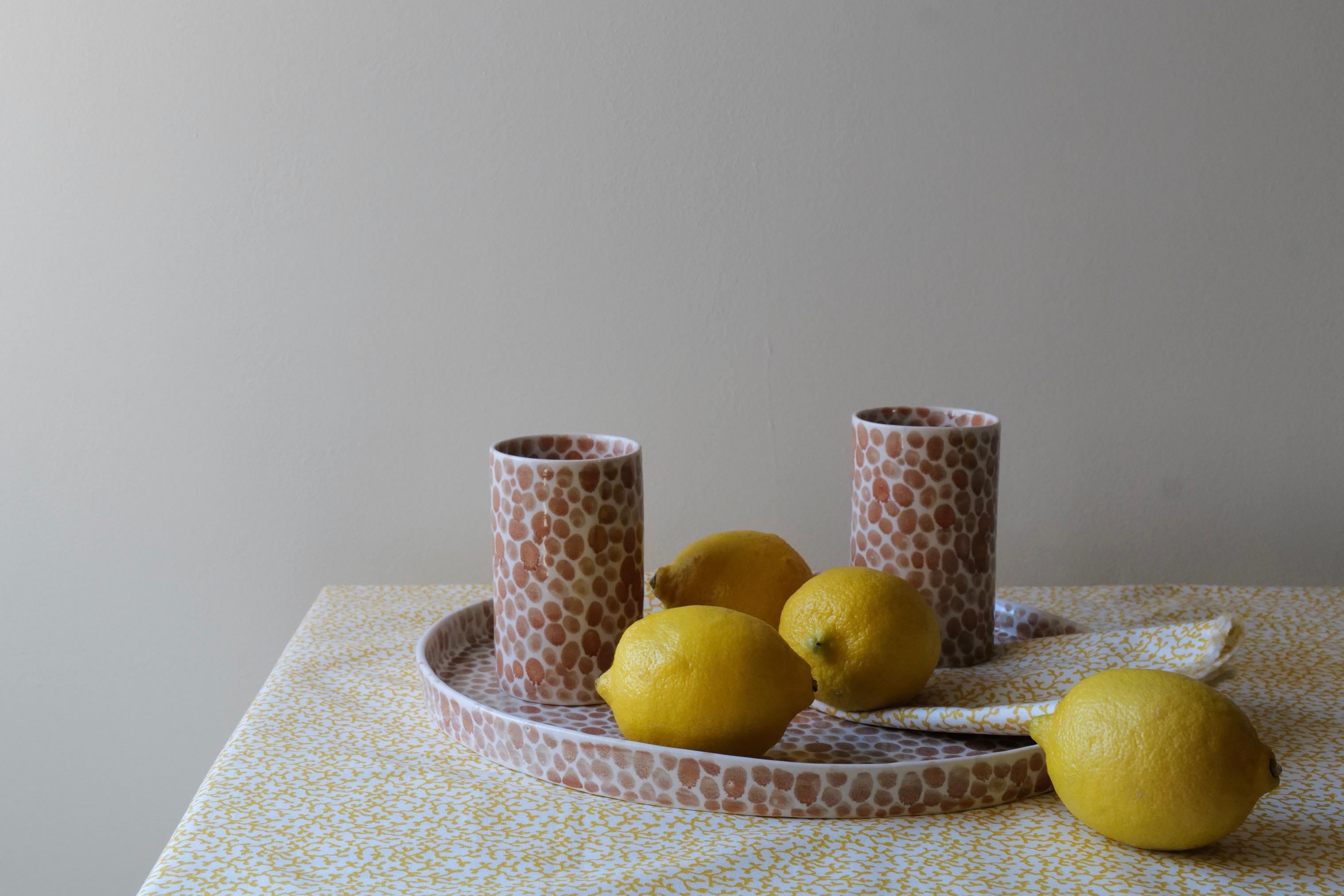 Tan Dots Porcelain Tall Cup by Lana Kova 2