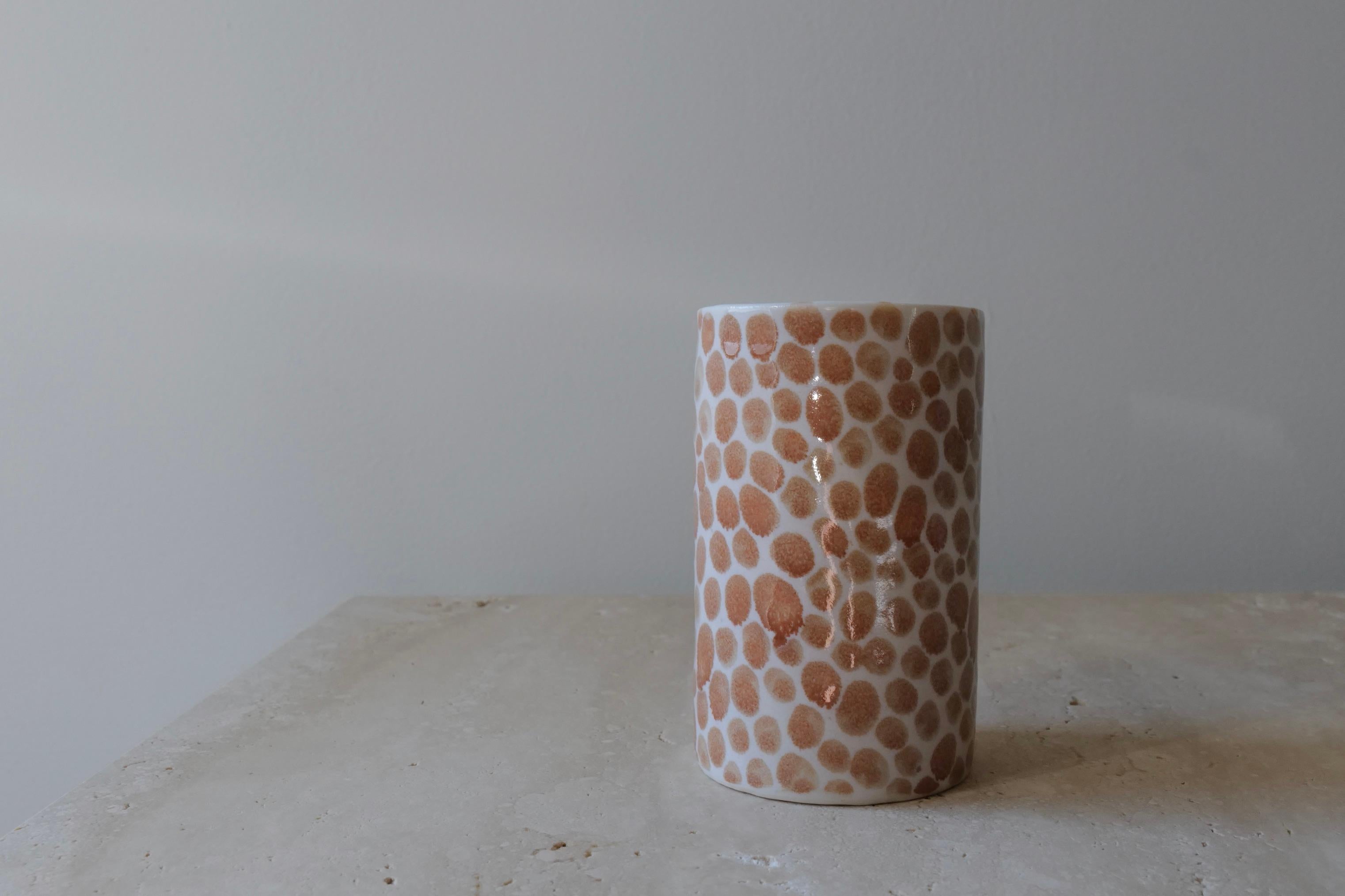 American Tan Dots Porcelain Tall Cup by Lana Kova