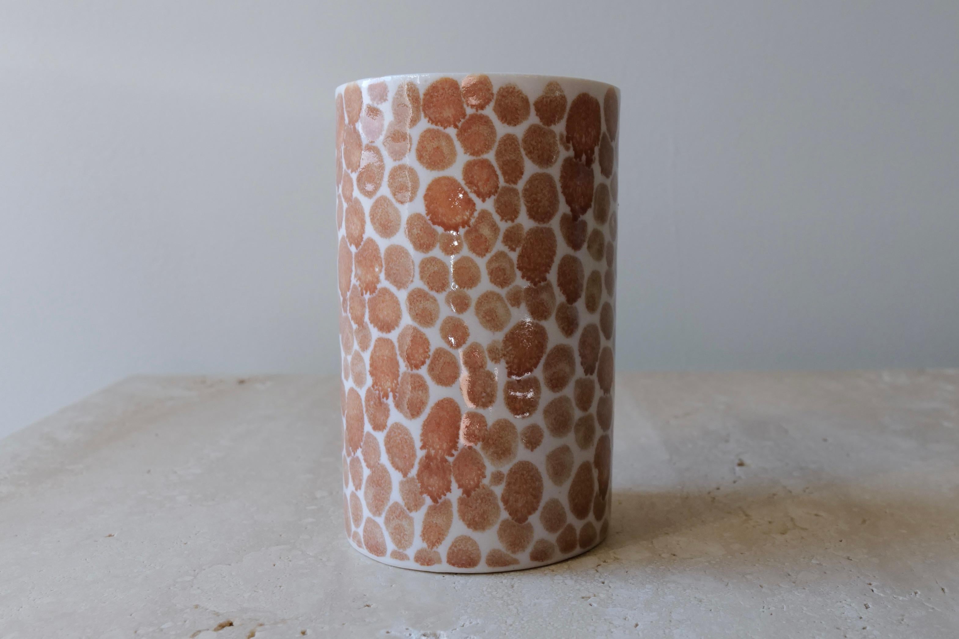 Tan Dots Porcelain Tall Cup by Lana Kova In New Condition In New York City, NY