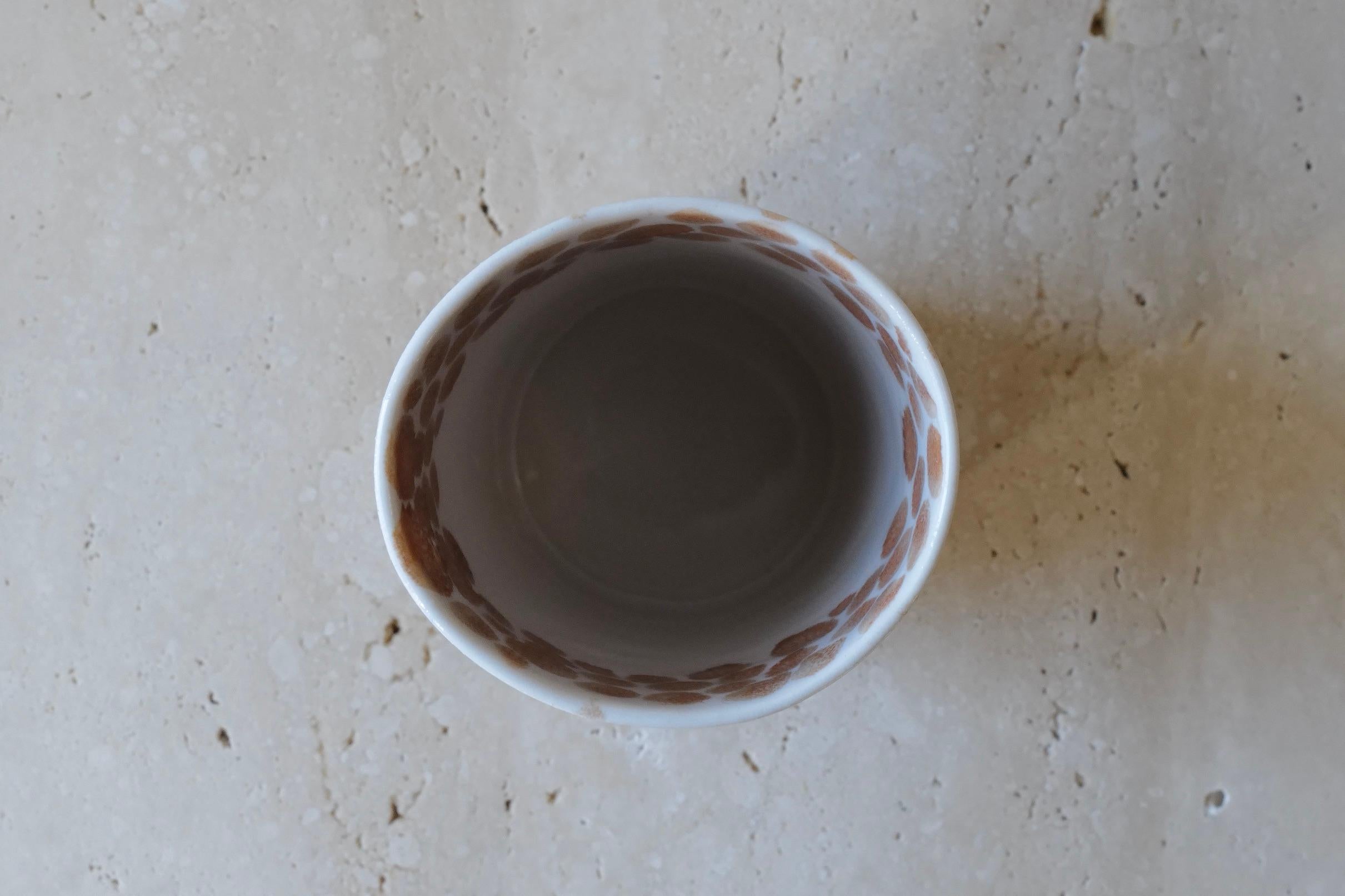 Ceramic Tan Dots Porcelain Tall Cup by Lana Kova