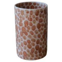 Tan Dots Porcelain Tall Cup by Lana Kova