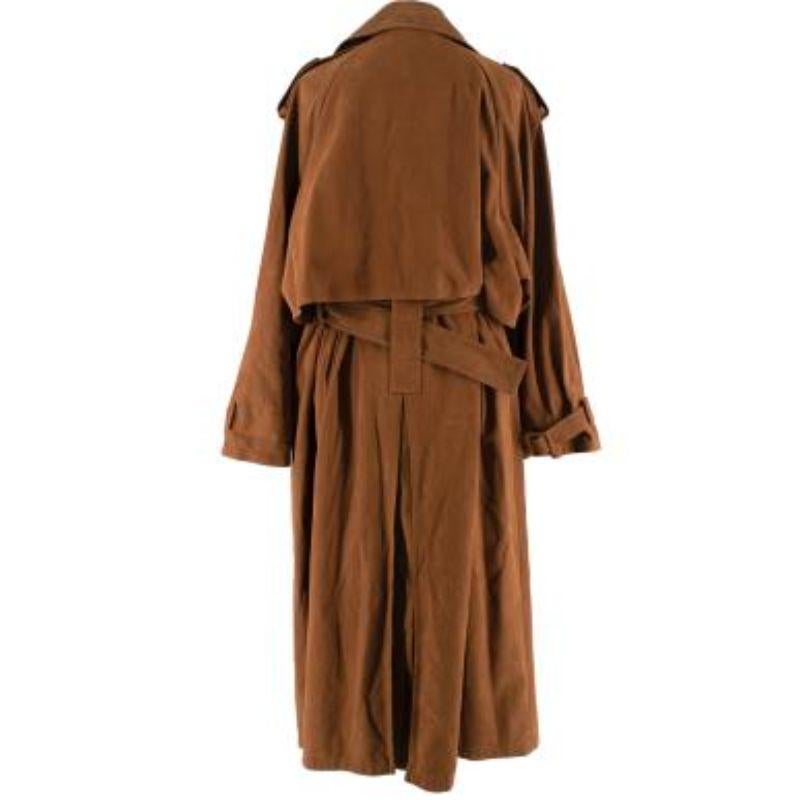 Brown Tan faux-suede trench coat