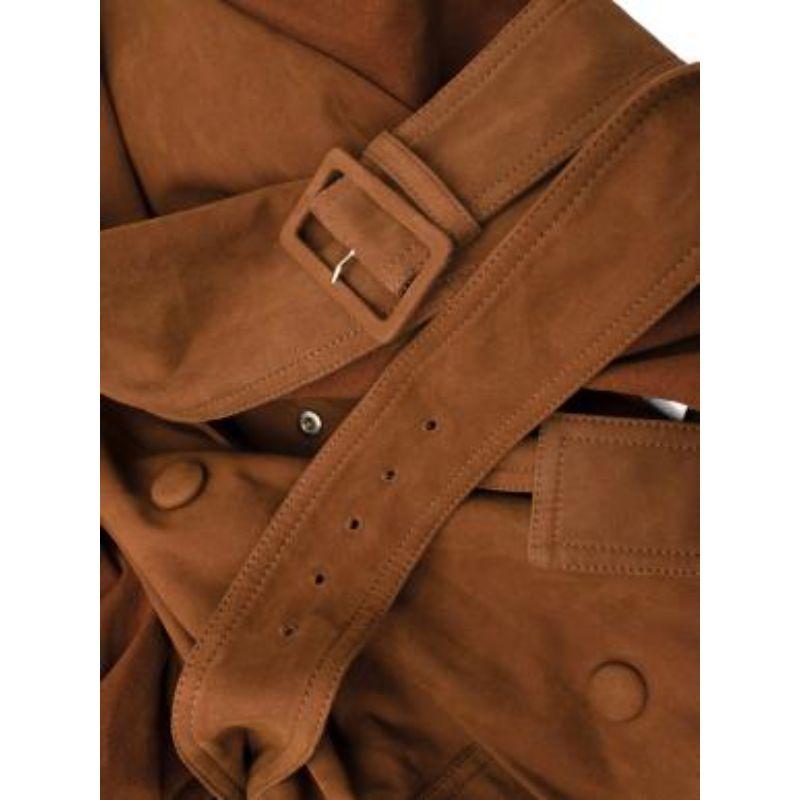 Tan faux-suede trench coat In Good Condition In London, GB