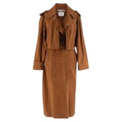 Tan faux-suede trench coat