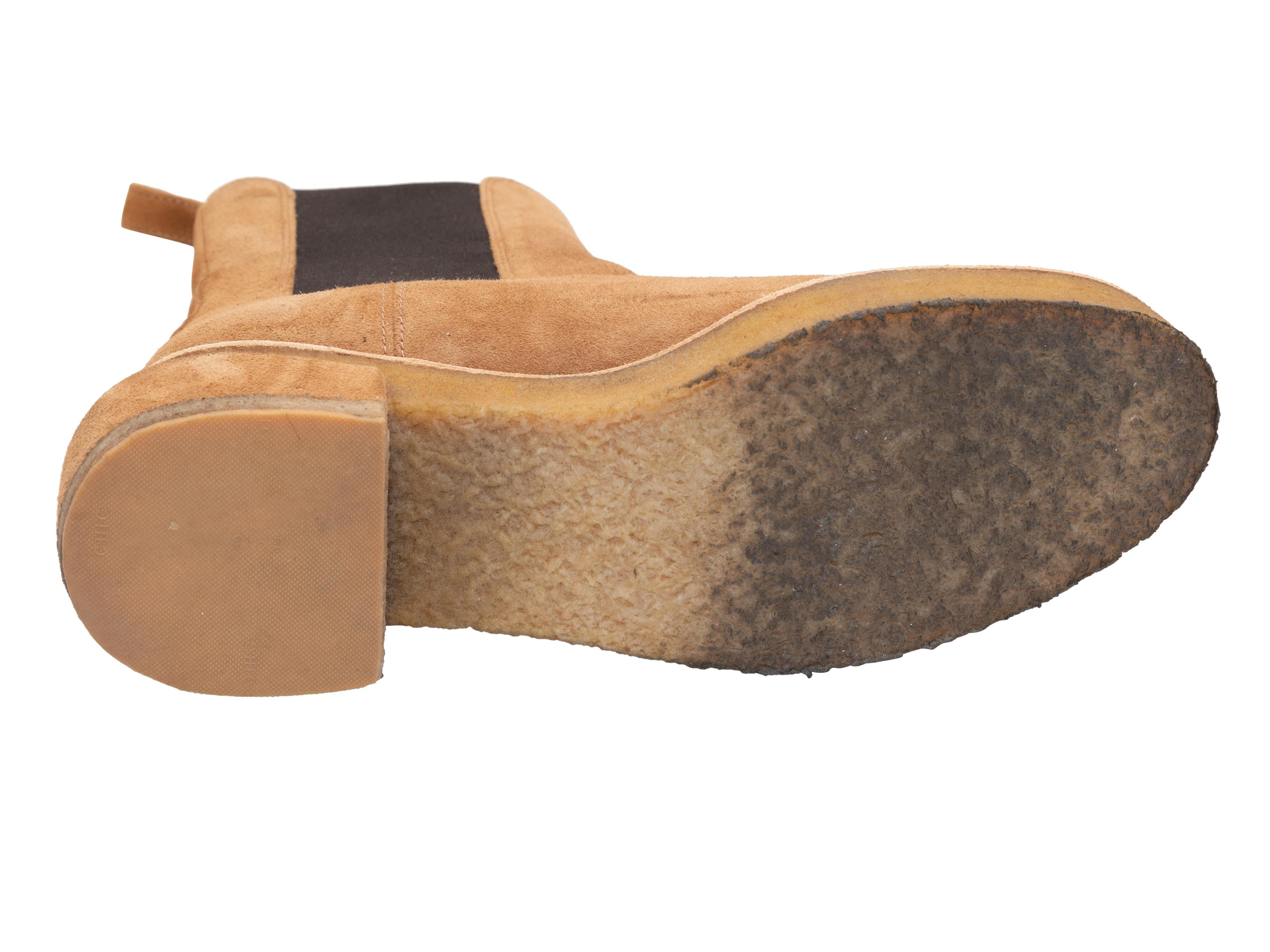 Women's or Men's Tan Frame Suede Platform Boots Size 40 For Sale