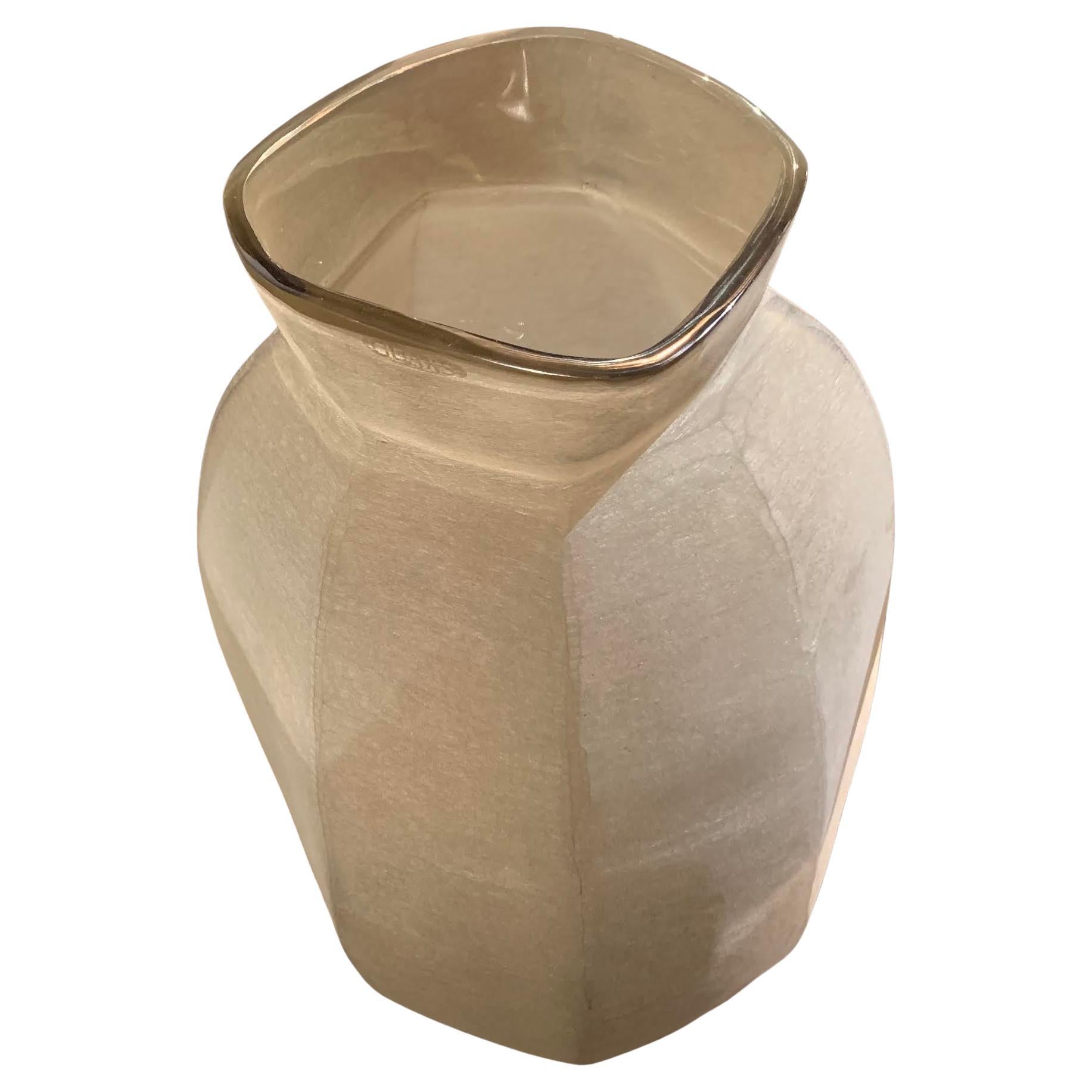 Tan Frosted Glass Vase, Romania, Contemporary For Sale