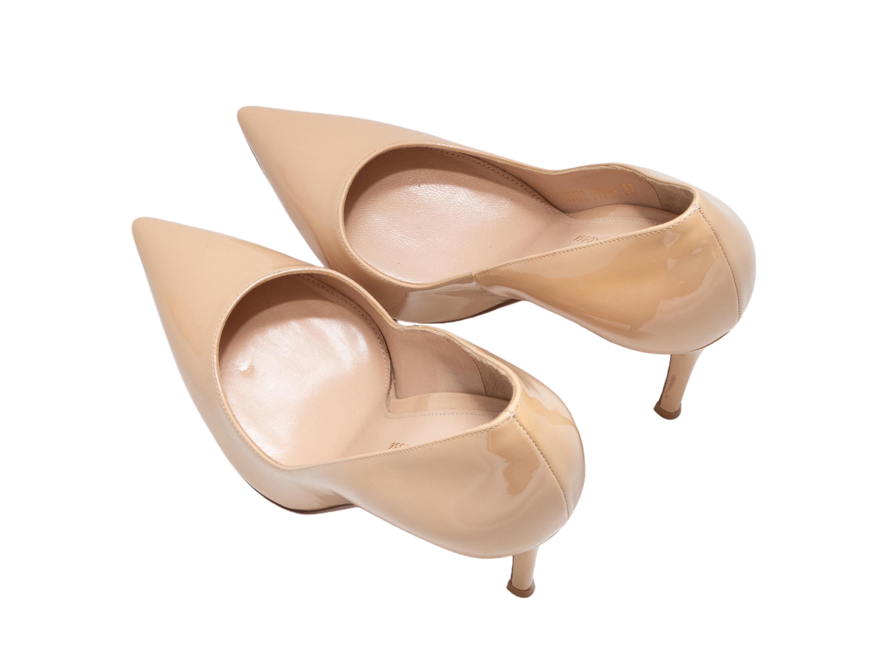 Brown Tan Gianvito Rossi Pointed-Toe Patent Pumps Size 37 For Sale