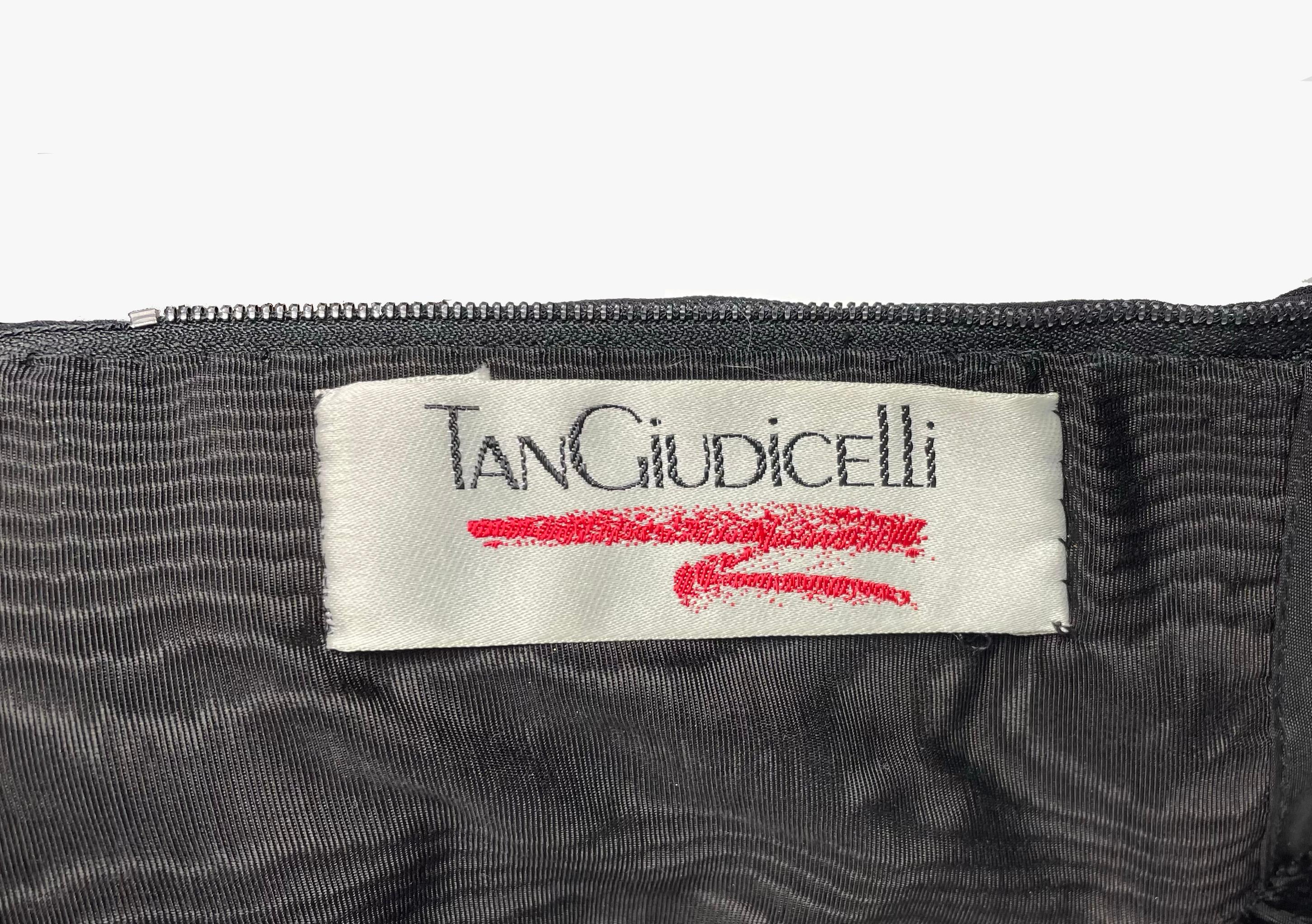 Tan Giudicelli vintage bustier black couture gown, 1980s For Sale 2